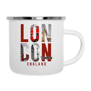 Londoner Stadt - Emaille-Tasse - Weiß - Rechts