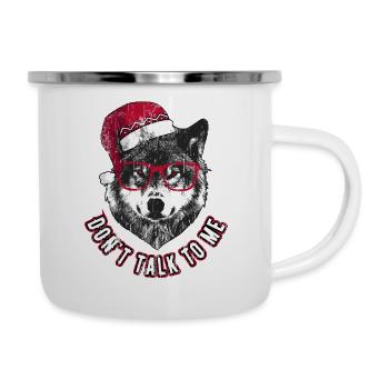Don't Talk to me - Grumpy Christmas Wolf - Camper Mug - white - Right