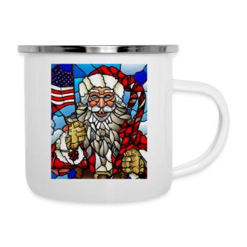 Amerikanisches Weihnachten Weihnachtsmann - Emaille-Tasse - Weiß - Rechts