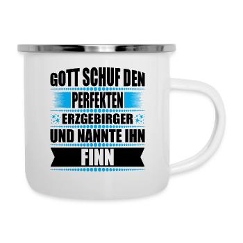 Erzgebirge Mann Namen Sachsen Finn - Emaille-Tasse - Weiß - Rechts