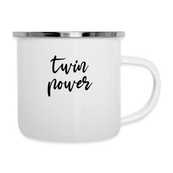Zwilling Zwillinge Bruder Schwester Spruch - Emaille-Tasse - Weiß - Rechts