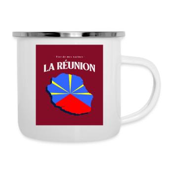 Fier de mes Racines La Réunion Rouge - Tasse émaillée - blanc - Droite