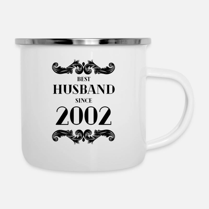 Bester Ehemann seit 2002 Hochzeitstag - Emaille-Tasse - Weiß