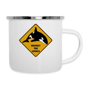 Warning sign diver - Respect the locals - Camper Mug - white - Right