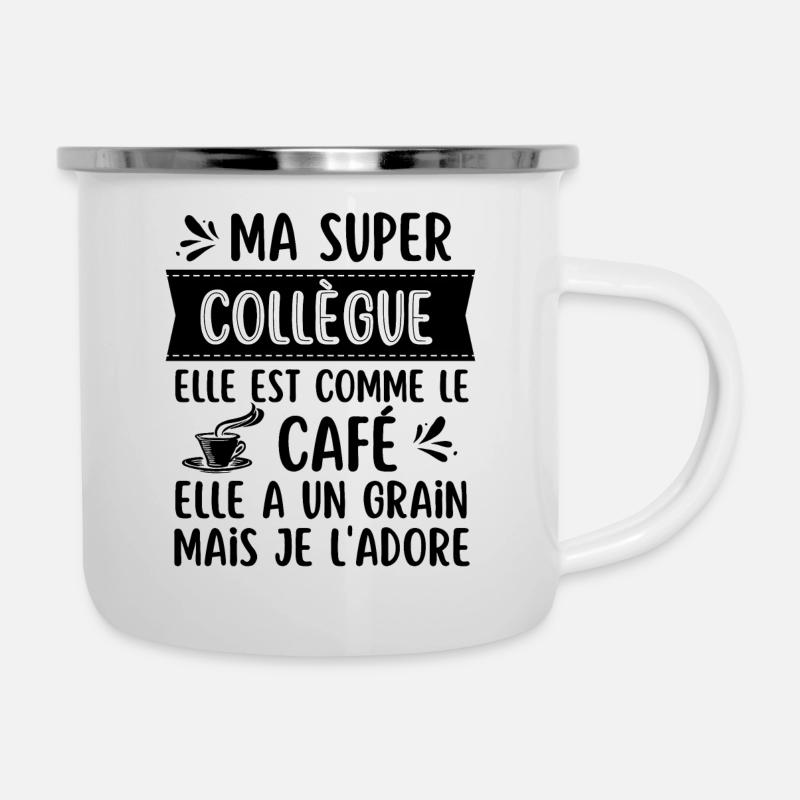 Super Collègue Comme Le Café - Tasse émaillée - blanc