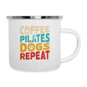 Café Pilates Chiens Répéter l’exercice de fitness - Tasse émaillée - blanc - Droite