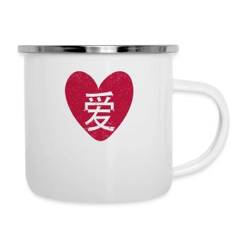 Liebe in chinesischen Schriftzeichen geschrieben - Emaille-Tasse - Weiß - Rechts