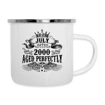2000 | Juli Aged Perfectly 2000 Geburtstagsgeschenk - Emaille-Tasse - Weiß - Rechts