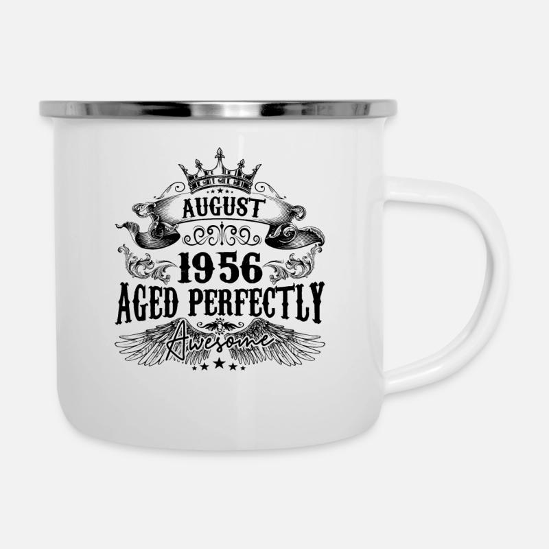 1956| August Aged Perfectly 1956 Geburtstagsgeschenk - Emaille-Tasse - Weiß