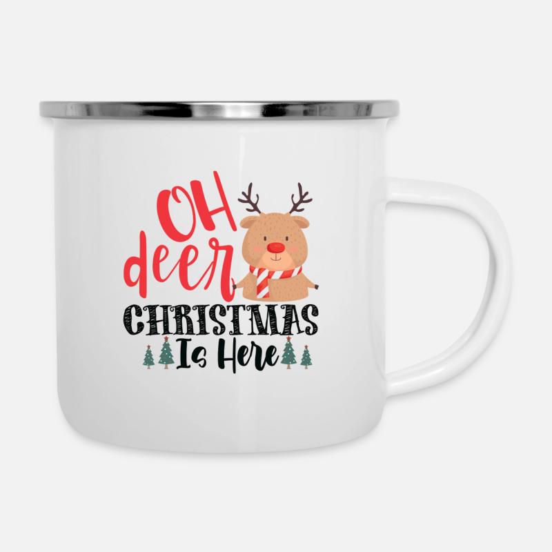 Oh Cerf Noël est là - Tasse émaillée - blanc
