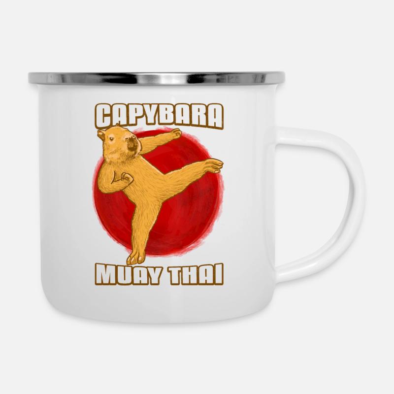 Muay Thai Capybara - Tasse émaillée - blanc