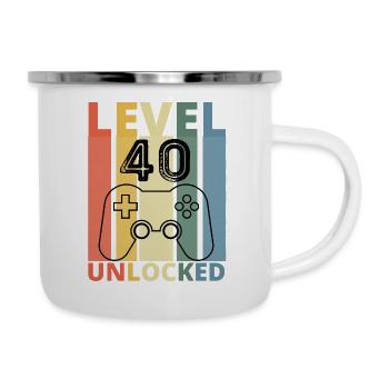 Level 40 Freigeschaltet Lustiger Gamer Geburtstag Vierzig - Emaille-Tasse - Weiß - Rechts