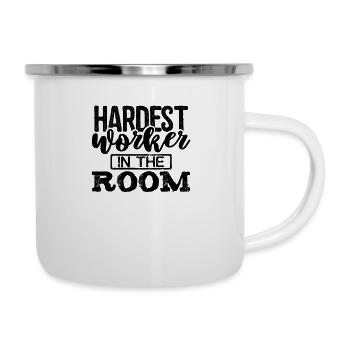 Härtester Arbeiter im Raum Lustige Arbeit von zu Hause aus - Emaille-Tasse - Weiß - Rechts