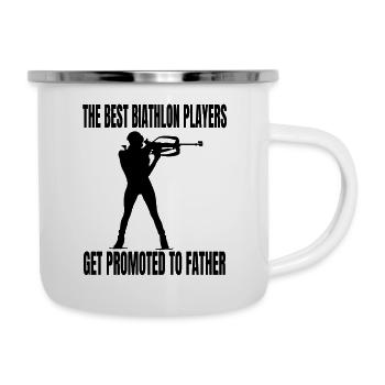 Biathlon Père Sports d’hiver Cadeau Papa Biathlète - Tasse émaillée - blanc - Droite