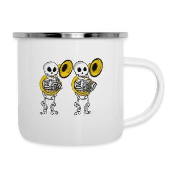 Sousaphon Spieler Skelett Musik Big Band Sousaphon - Emaille-Tasse - Weiß - Rechts