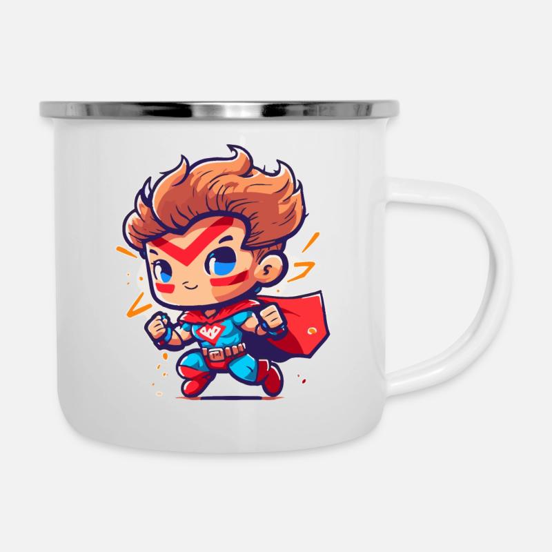 Kleiner Held - Superkraft in Kindergröße - Emaille-Tasse - Weiß