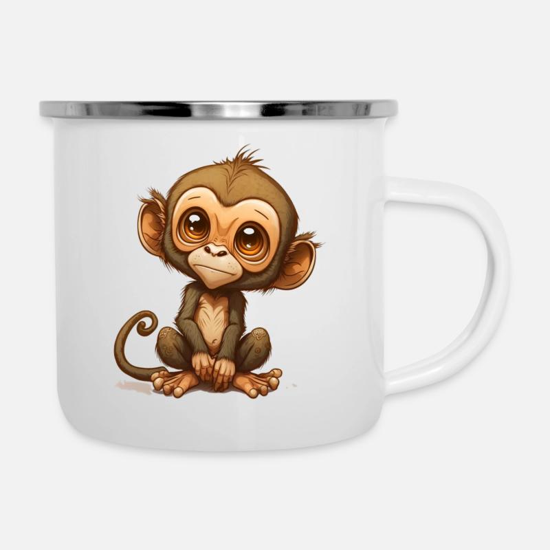 cute monkey - Emaille-Tasse - Weiß