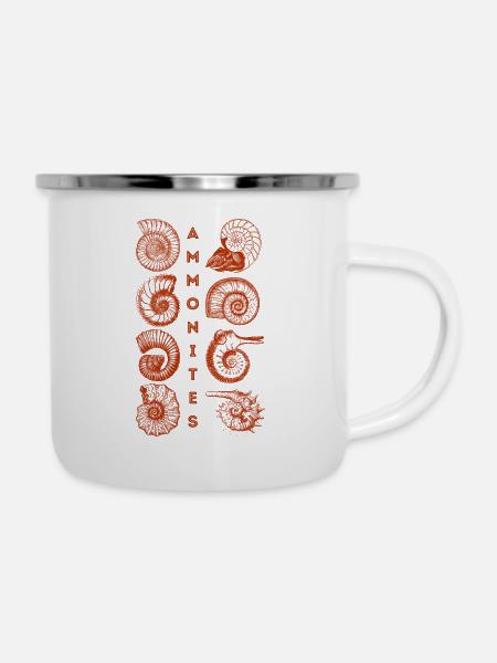 AMMONITEN - Fossil - Paläontologie - Student - Emaille-Tasse - Weiß