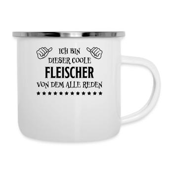 Fleischer Metzger Lustig Spruch Fleischer Geschenk - Emaille-Tasse - Weiß - Rechts