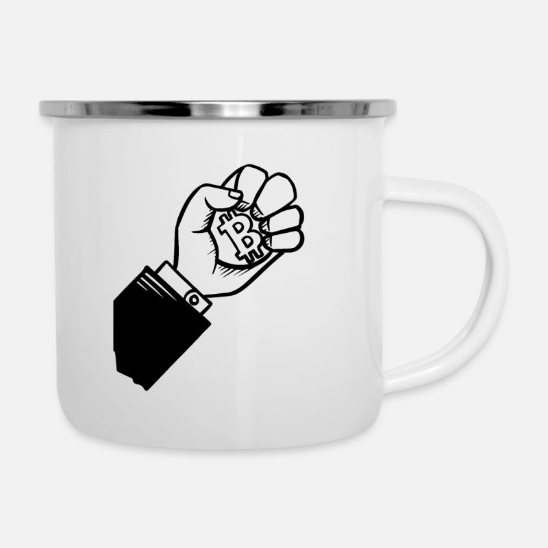 Faust In Bitcoin we Trust - Emaille-Tasse - Weiß