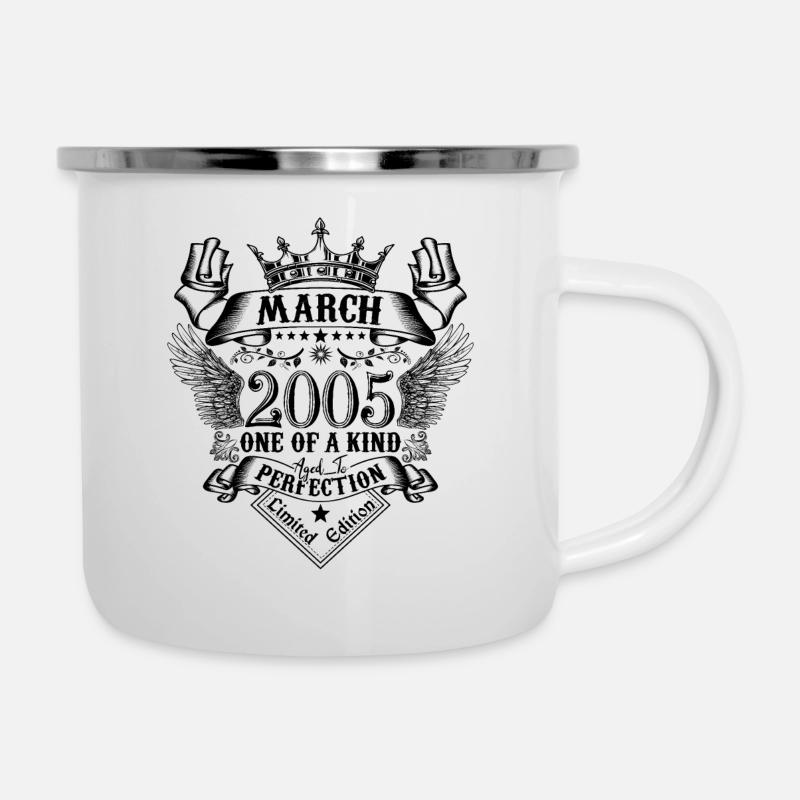 Anniversaire Mars 2005 né en Mars 2005 - Tasse émaillée - blanc