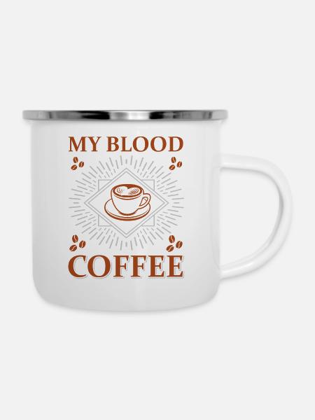 Coffee Blood - Emaille-Tasse - Weiß