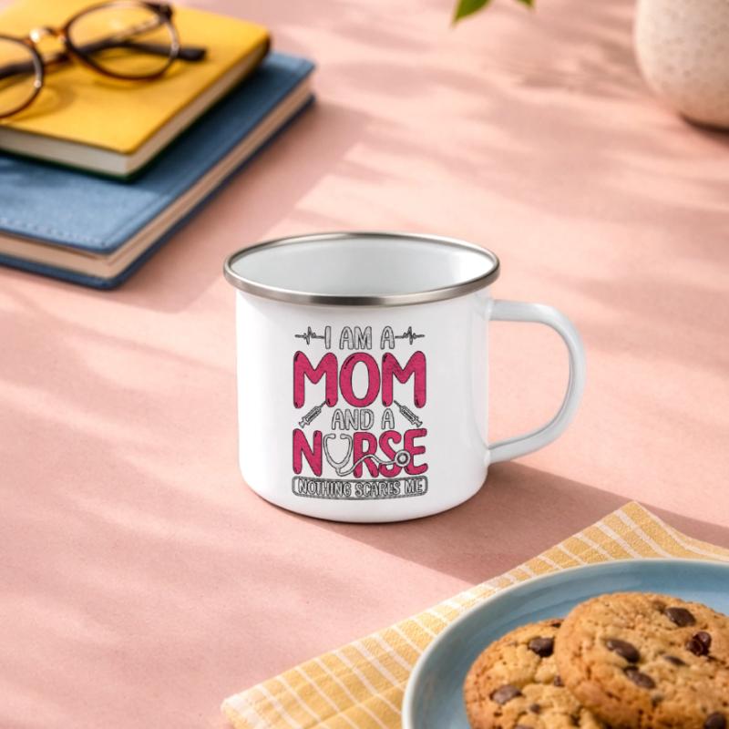 Ich bin eine Mutter und eine Krankenschwester Muttertagskrankenpflegeschule Emaille-Tasse