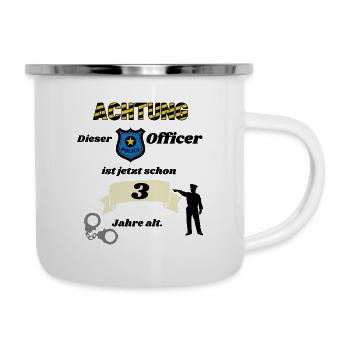 Polizei - 3. Geburtstag, für coole Polizisten - Emaille-Tasse - Weiß - Rechts