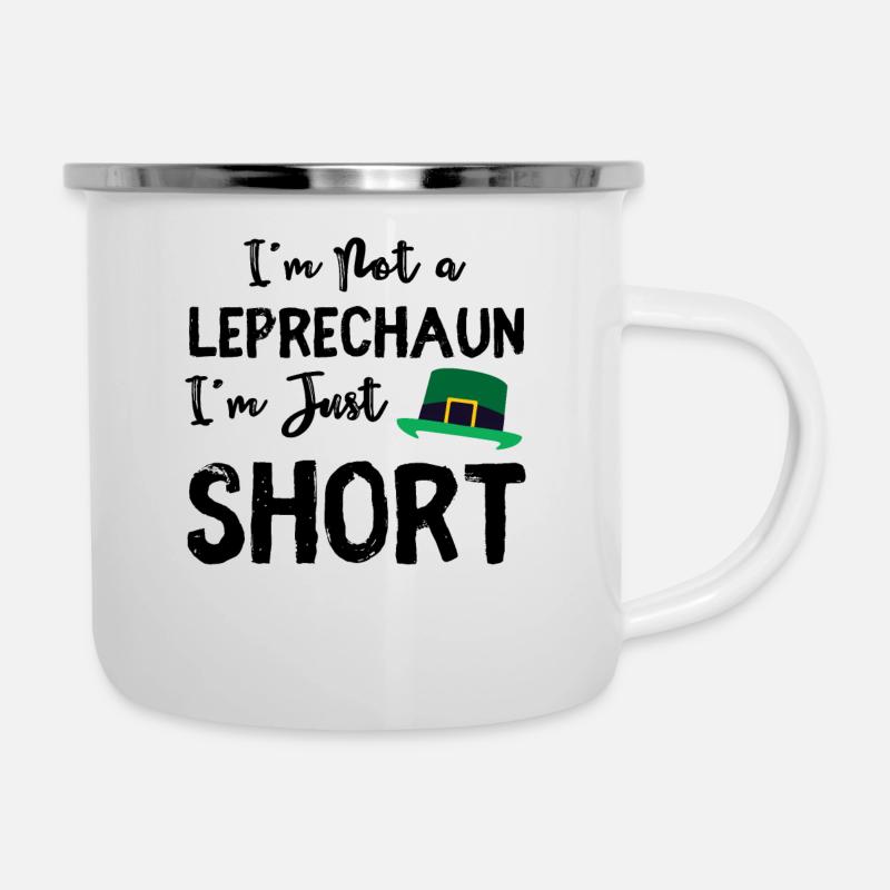 Ich bin kein Kobold, ich bin nur klein, St. Patricks - Emaille-Tasse - Weiß