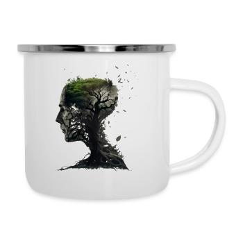 Cadeau de tête d’arbre biologique - Tasse émaillée - blanc - Droite