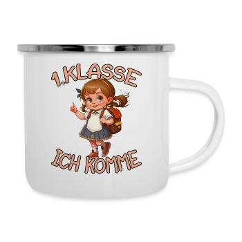 1. Klasse Ich komme Einschulung Mädchen - Emaille-Tasse - Weiß - Rechts