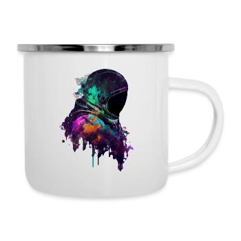 Outer Space Drippin Paint Art Fun Spaceman - Emaille-Tasse - Weiß - Rechts