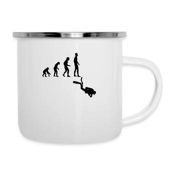 Evolution Tauchen - Emaille-Tasse - Weiß - Rechts