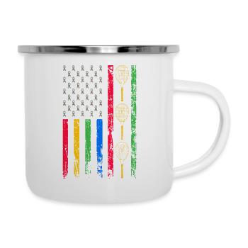 Amerikanische Sportfahne - Emaille-Tasse - Weiß - Rechts