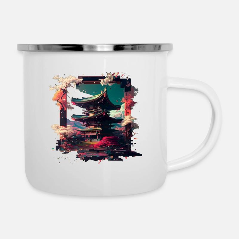 Bâtiment japonais de tranquillité - Tasse émaillée - blanc