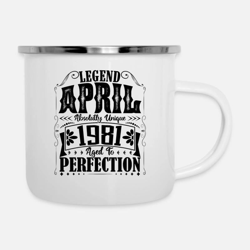 Avril 1981. Anniversaire avril 1981. Cadeau 1981. - Tasse émaillée - blanc