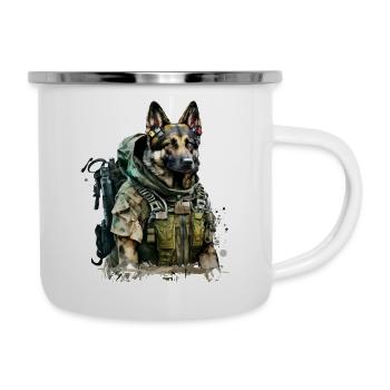 German Shepherd as a soldier - Camper Mug - white - Right