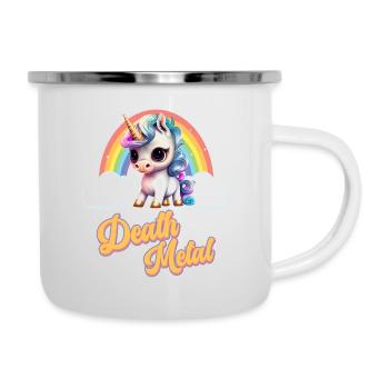 Funny Unicorn with Rainbow Death Metal - Camper Mug - white - Right