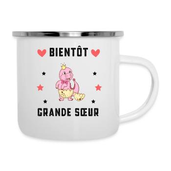 Bientôt grande sœur dinosaure annonce grossesse - Tasse émaillée - blanc - Droite