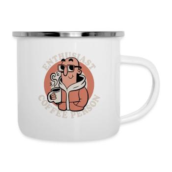 Kaffee-Enthusiast - Emaille-Tasse - Weiß - Rechts