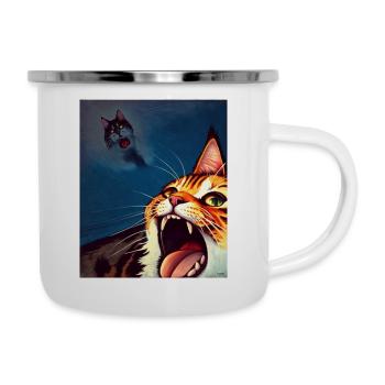 Impressionistic Funny Cat Screaming Impressionism - Camper Mug - white - Right