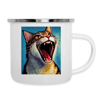 Impressionistic Funny Cat Screaming Impressionism - Camper Mug - white - Right