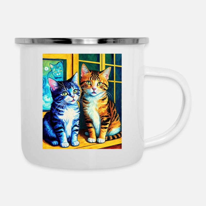 Surreal Impressionistic Cat Impressionism Cats Ar - Camper Mug - white
