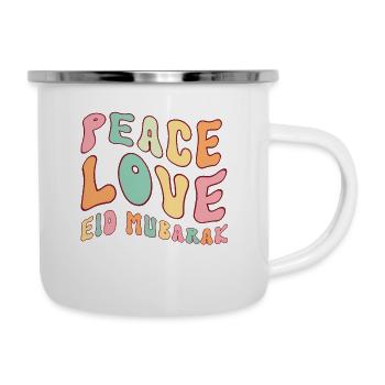 Peace Love Eid Mubarak Colorful Wavy Style Muslims - Tasse émaillée - blanc - Droite