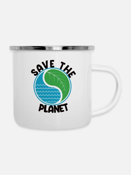 Save The Planet - Emaille-Tasse - Weiß