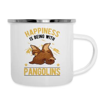 Pangolin Glück Schuppentier - Emaille-Tasse - Weiß - Rechts