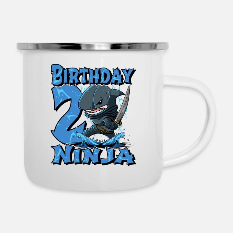 Shark Ninja I’m 2 - Action Anniversaire sous-marin - Tasse émaillée - blanc