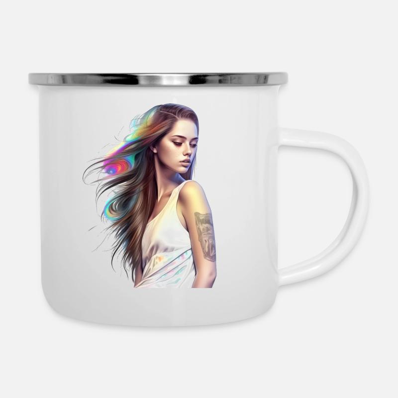 Phoenix - Emaille-Tasse - Weiß