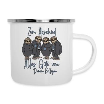 Jobwechsel Alles Gute Neuer Job Abschied Kollege - Emaille-Tasse - Weiß - Rechts