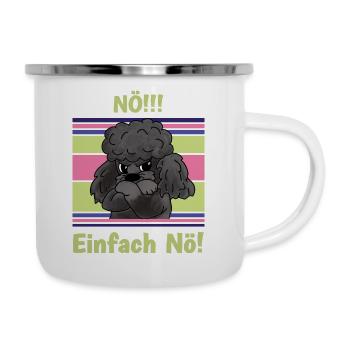 Nö! Sturer Pudel mit verschränkten Pfoten - Emaille-Tasse - Weiß - Rechts